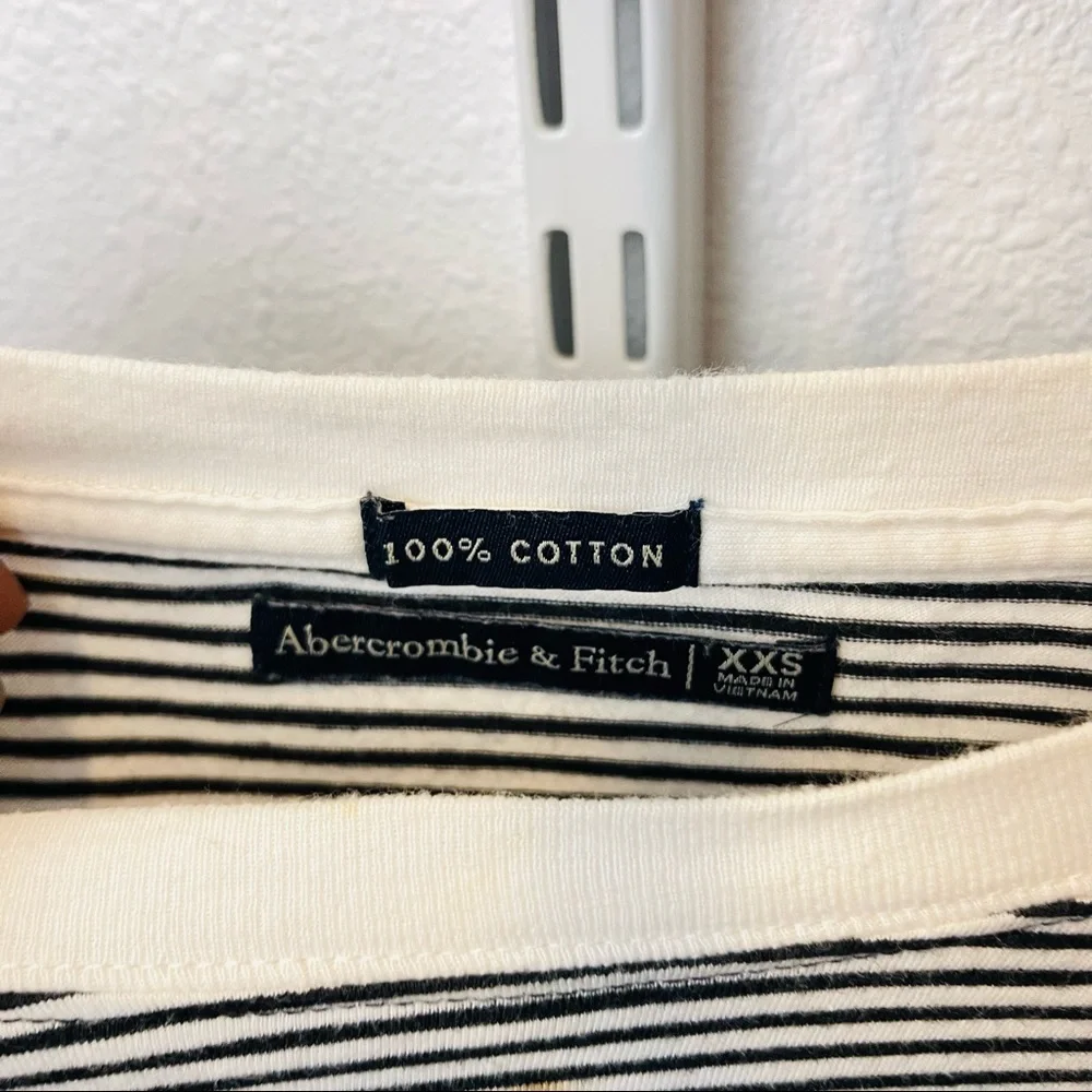ABERCROMBIE $ Fitch sweatshirt long tee cropped striped CHEERS - Picture 7 of 10